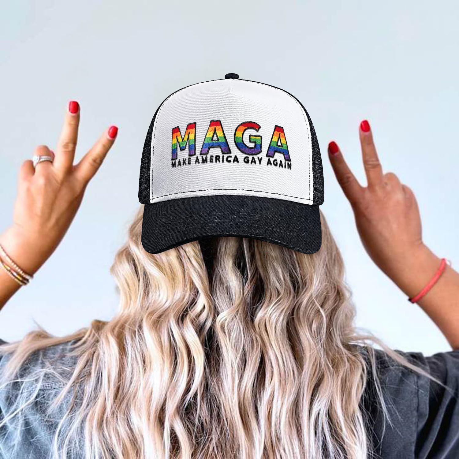 Gay Pride Rainbow Trucker Hat for Men and Women LGBT Embroidered Adjustable Washable LGBTQ Baseball Cap Gifts