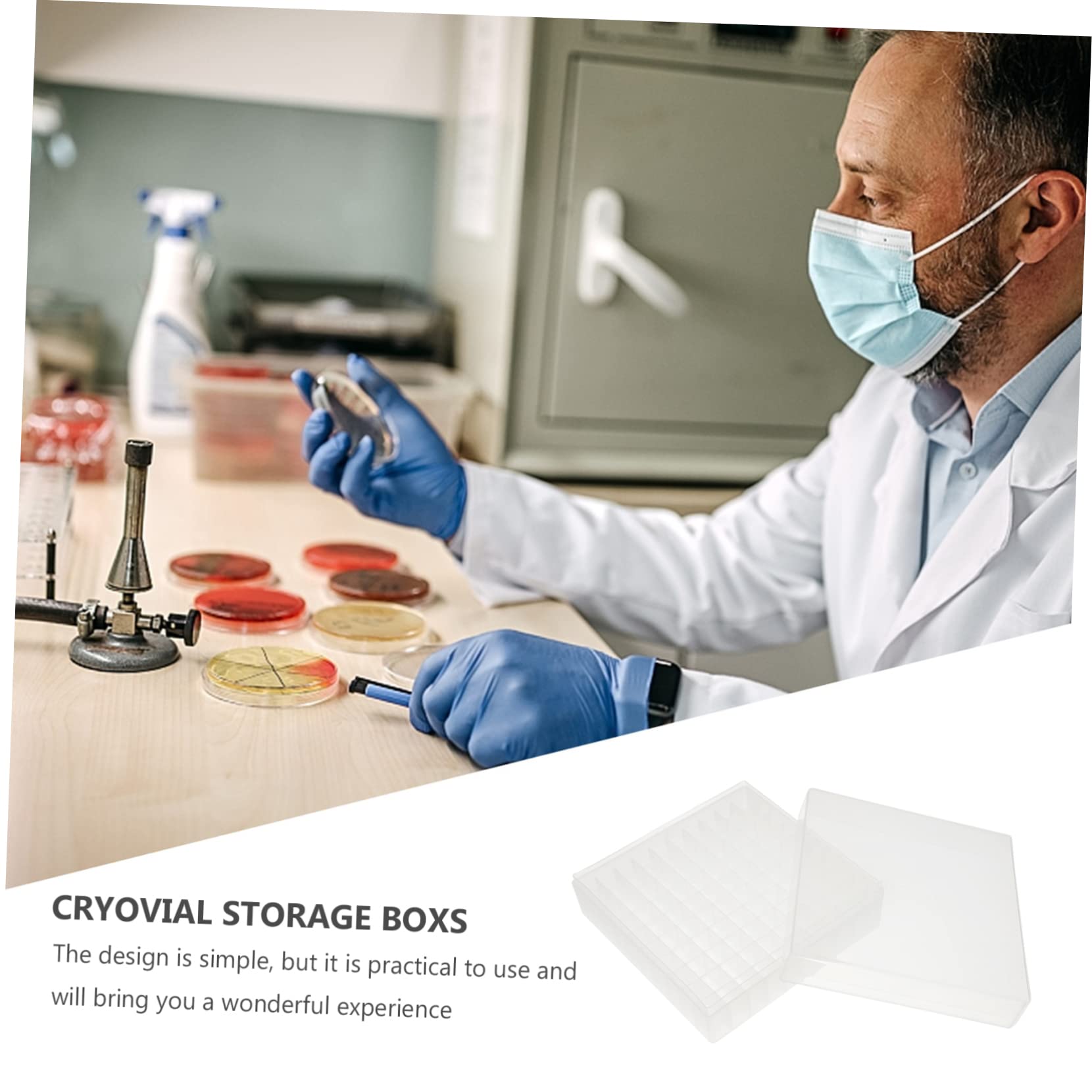 OUNONA Scatola di 3 tubi Cryo, conica da 50 ml, contenitore per microtubi, tubo di stoccaggio criogenico, orecchie di gatto