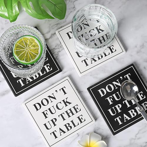 Miniatura 7 de wonlex Posavasos de cerámica absorbentes para bebidas, posavasos con parte trasera de corcho para familiares y amigos, paquete de 4 (cuadrado -