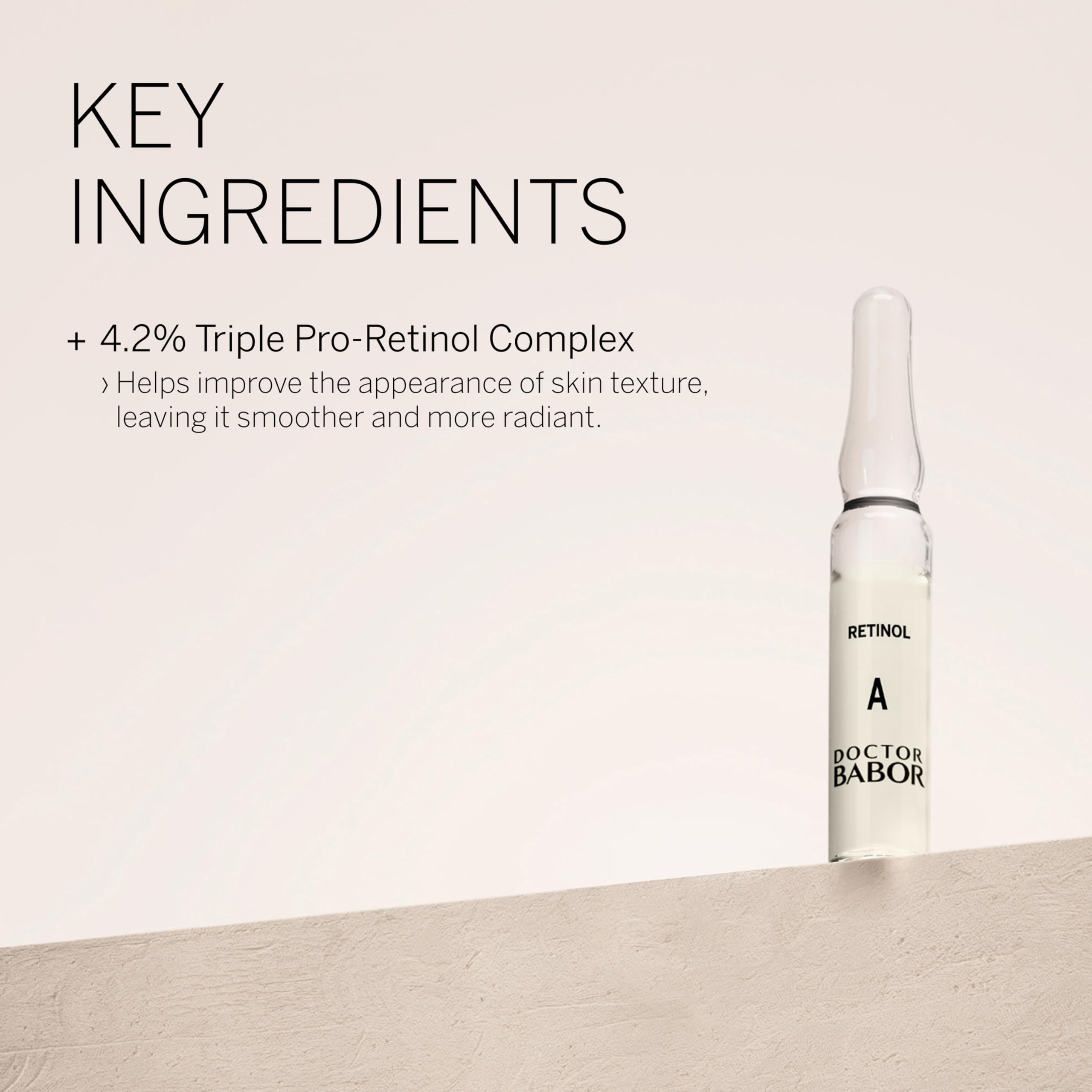 DOCTOR BABOR Renewal Ampoules, Serum Concentrate for Face, with Anti-Ageing Effect, Finer and Smoother Skin, Encapsulated Retinol with Bakuchiol and Tripeptide, Vegan Formula, 7 x 2 ml
