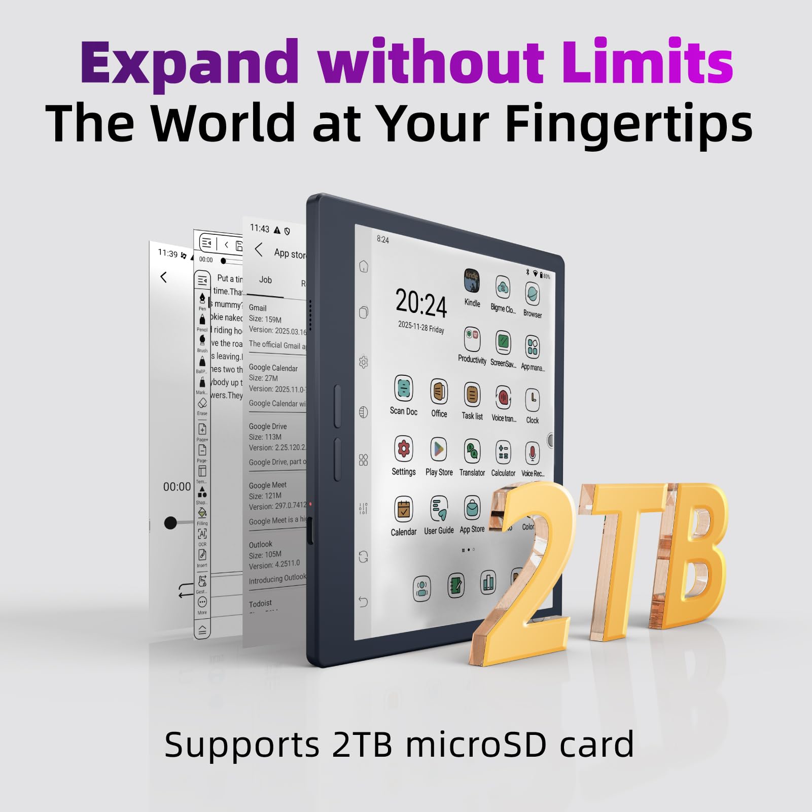 Bigme B7 Pro ホワイト Bigme B7 Pro Ereader Tablet with 8GB RAM, 256GB Storage, Dimensity