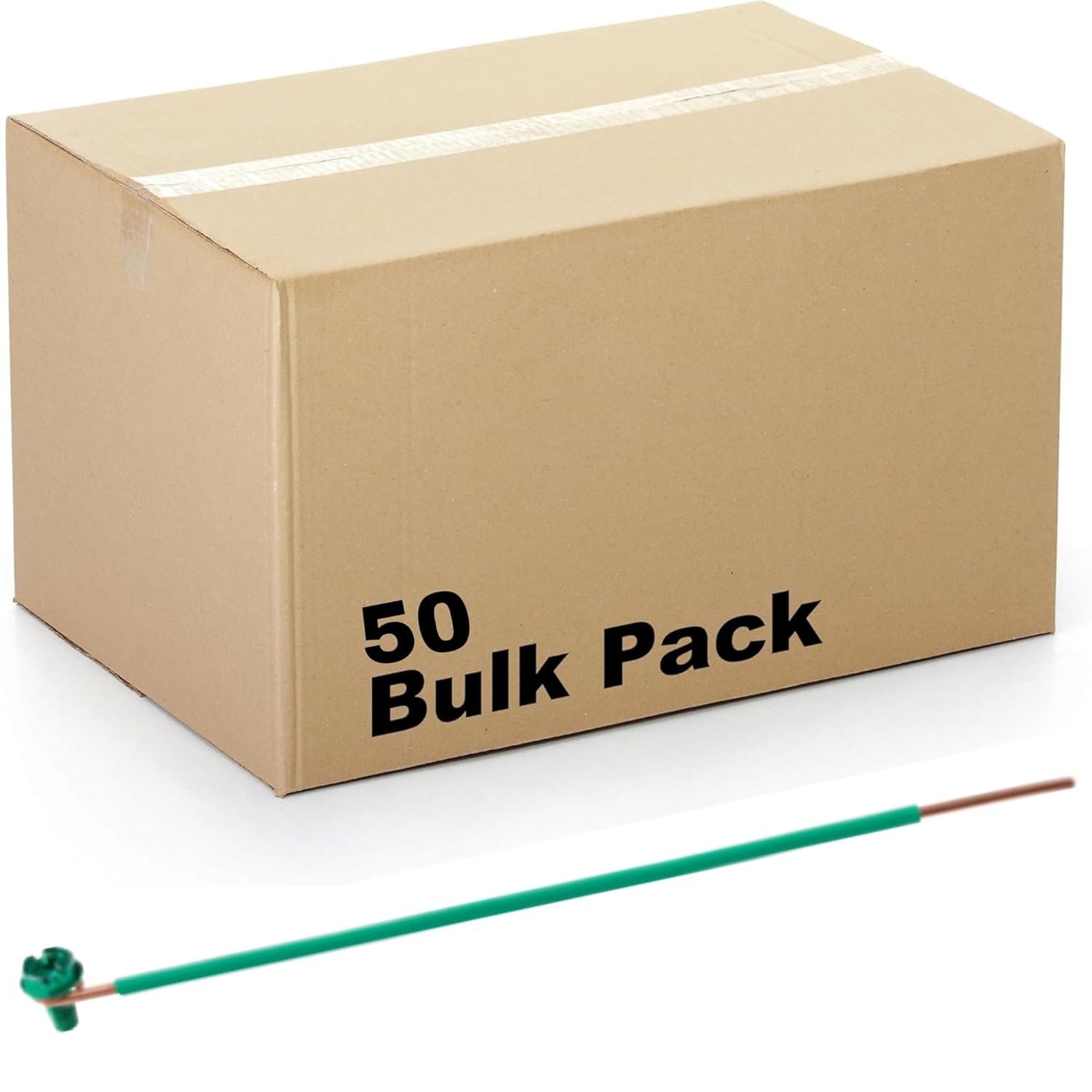 (50 Pack) Airmont 8 Inch 10 AWG Solid Grounding Pigtail, Solid Copper, Edge-Stripped Ground Wire Pigtails with Green Screws for Electrical Boxes