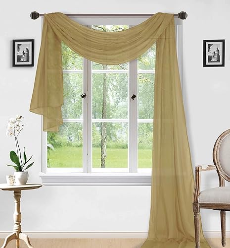 Sapphire Home - 1 Cenefa de gasa translúcida, color liso, para decoración del hogar