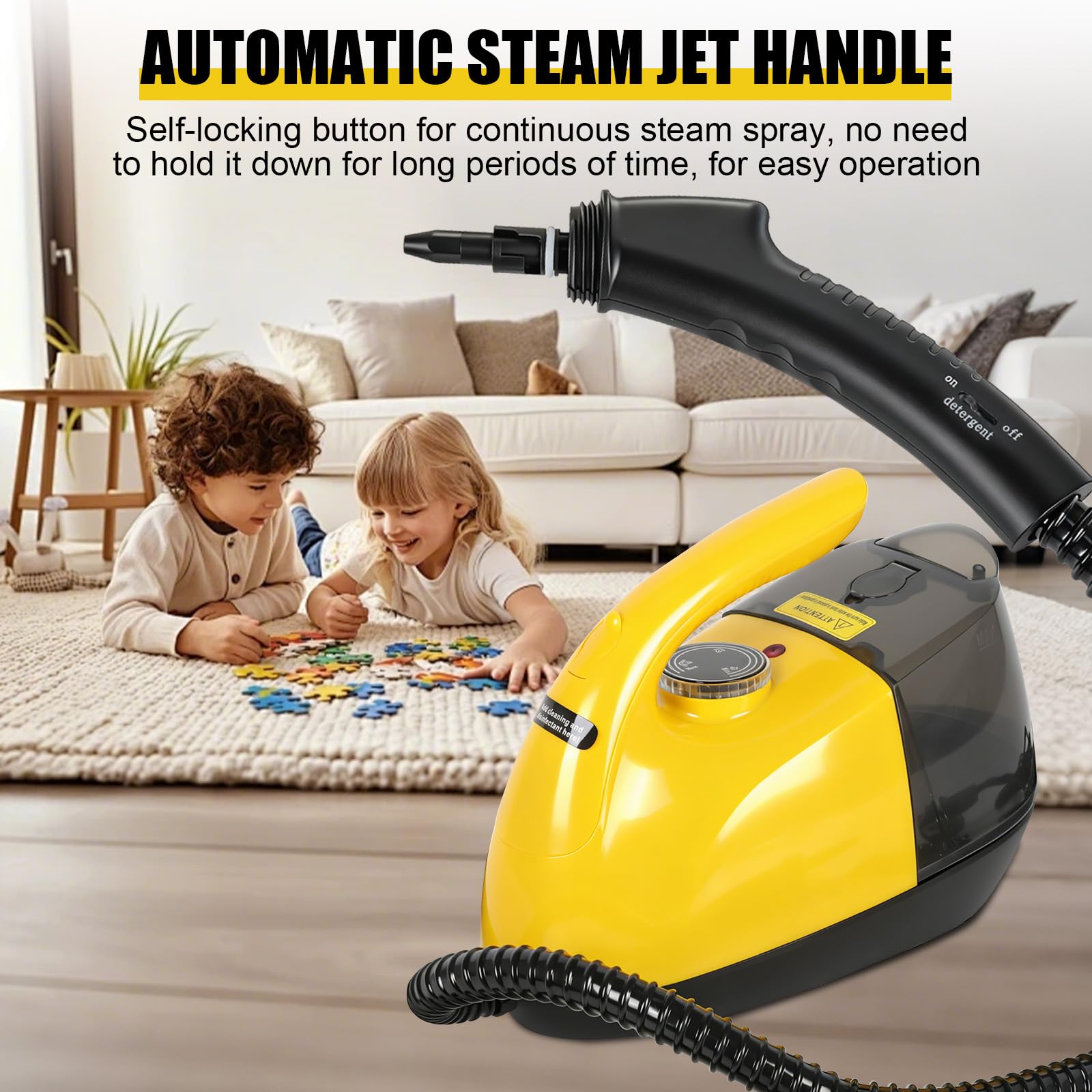 Dampfreiniger, 1800W Tragbarer Dampfreiniger Boden mit 900-ml-Tank, 15 Zubehörteile, Handdampfreinige für die Reinigung von Öfen, Teppichen, Sofas, Polstern, Spielzeug und glatten Böden