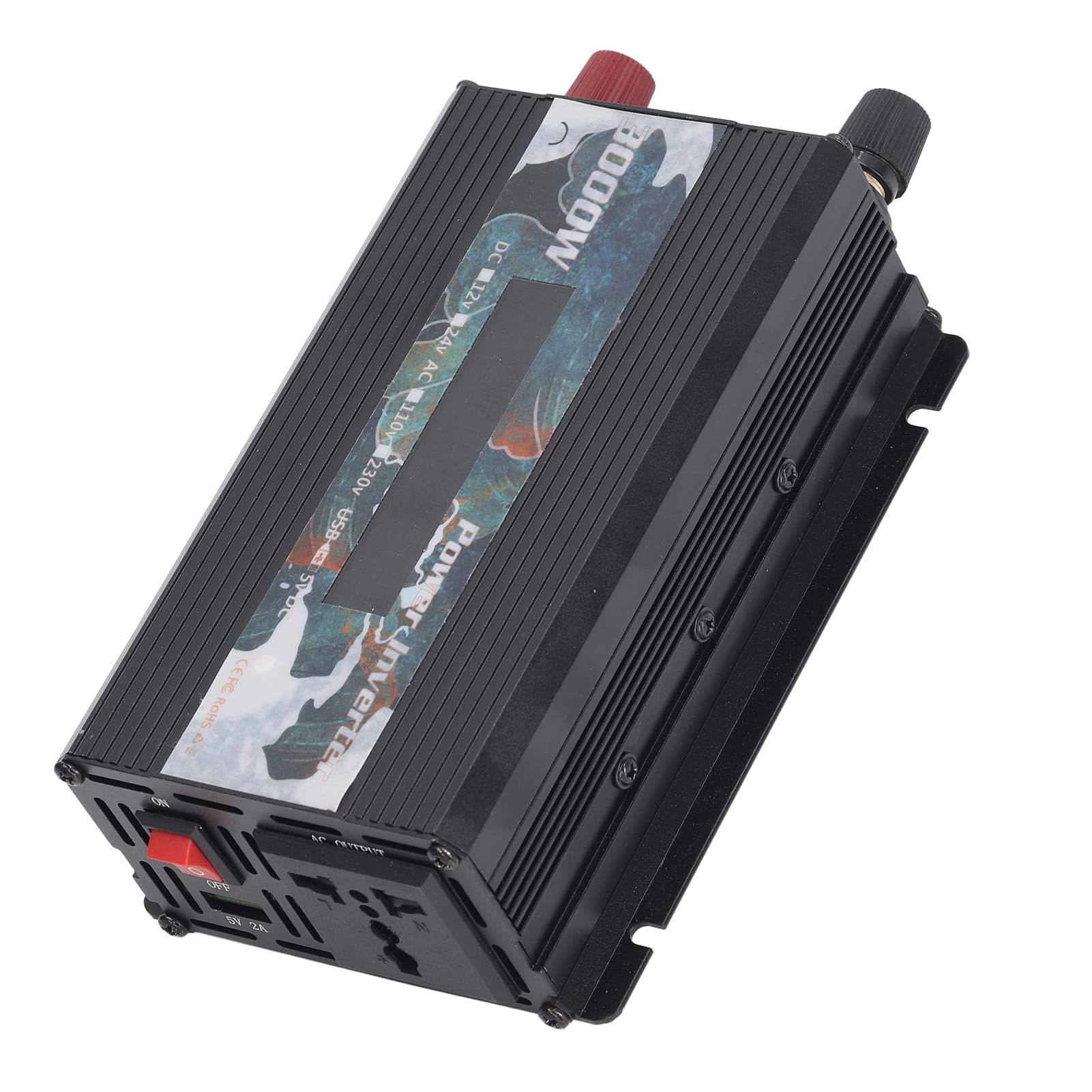 Aramox Samochodowy Falownik Przetwornica Mocy ze Stopu Aluminium Zmodyfikowana Fala Sinusoidalna 3000 W Szczytowa Moc 500 W Rzeczywisty Ekran LCD USB 2A Wentylator Chłodzący Do Podróży Samochodem