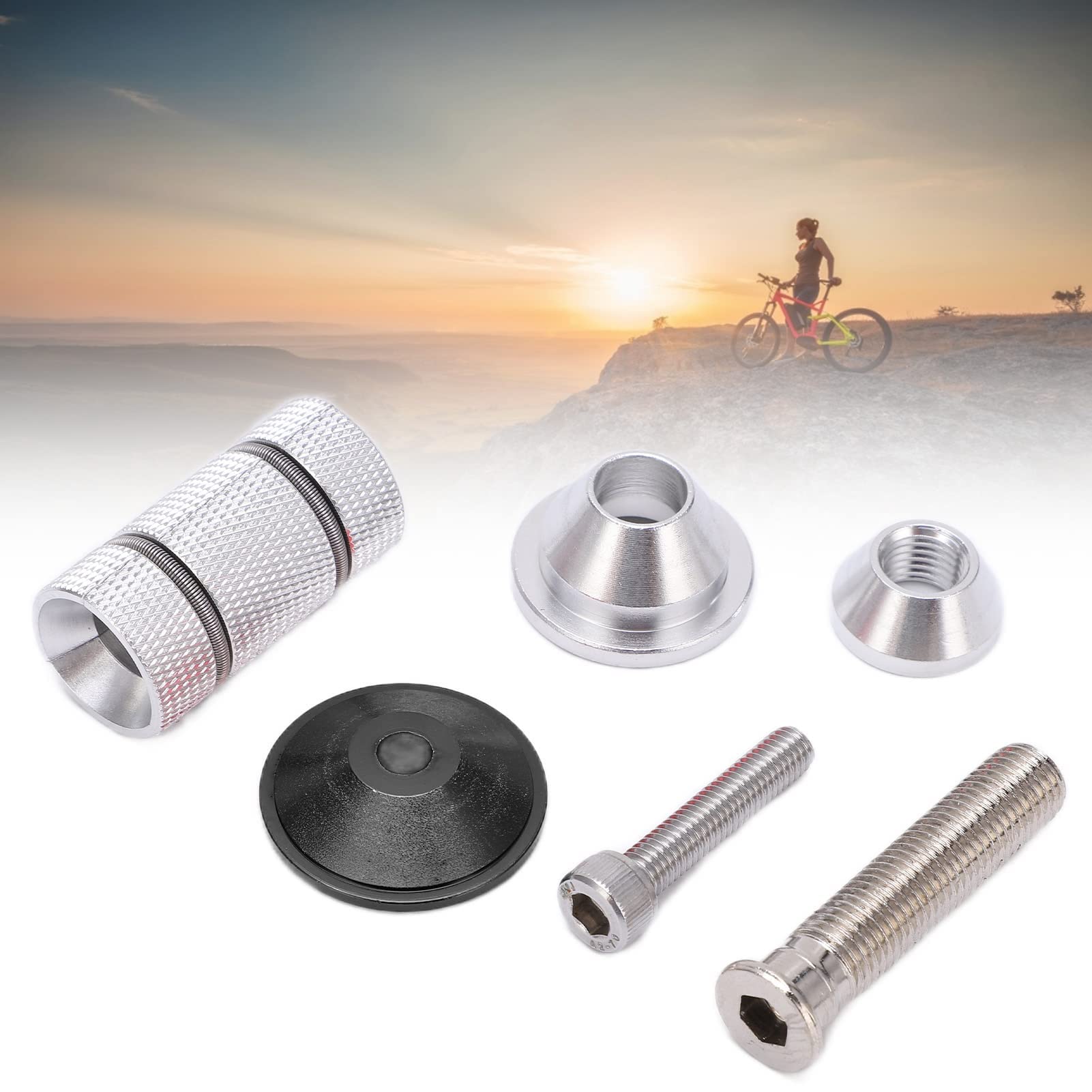 Forcella in Carbonio per Bicicletta Cuffie per Bici Expander Coperchio Superiore Zigrinatura CNC Riutilizzabile Texture Trasparente per MTB