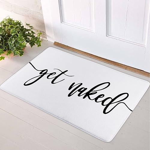 Miniatura 6 de Alfombra de baño Get Naked para baño, fuente negra, lindas citas divertidas sobre fondo blanco, alfombra de baño, alfombra de baño de espuma