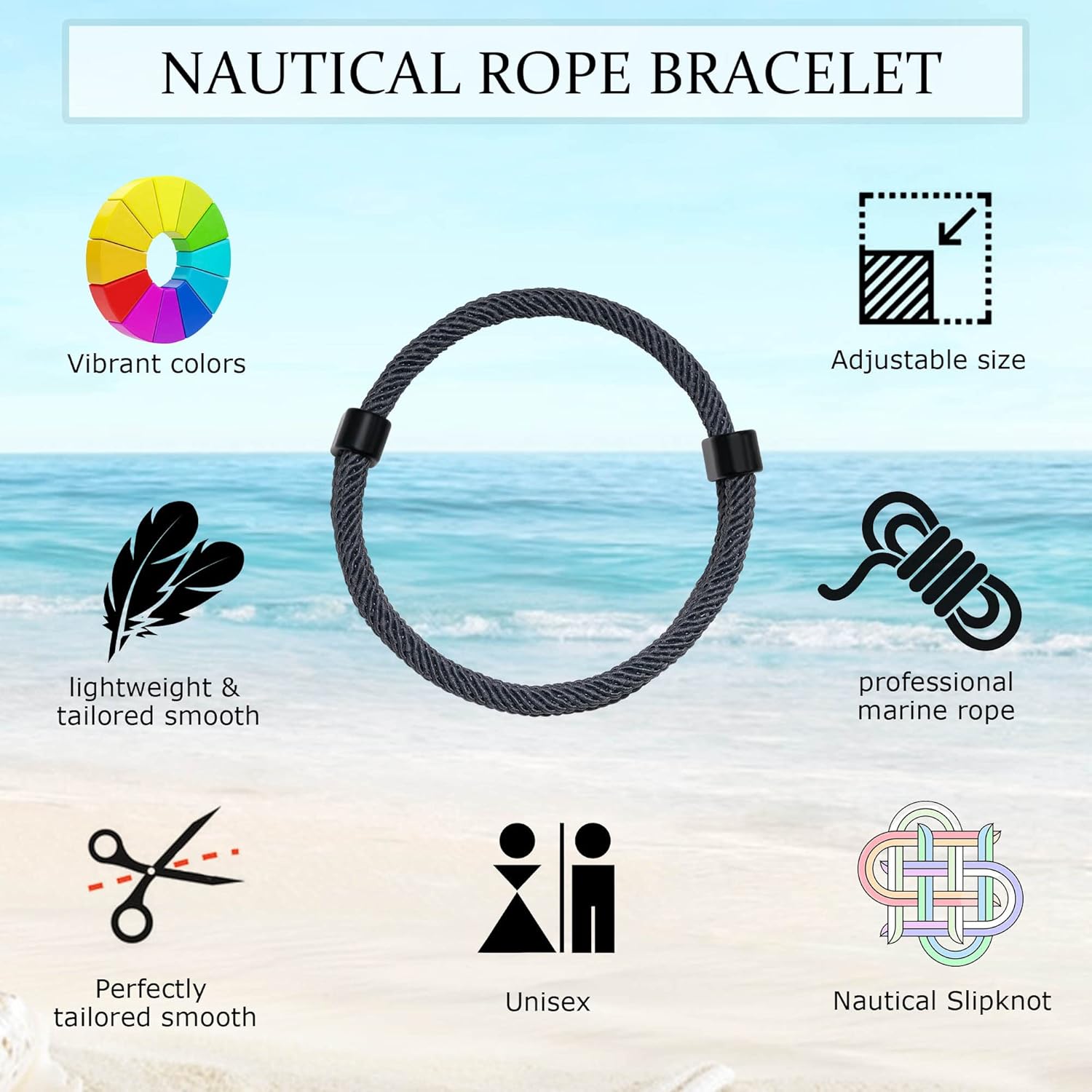 TempBeau Nautical Braided Rope Bracelets Set - 6 Pcs Adjustable Braided Cord Bracelet, Handmade Navy Marine String Bracelet with Metal Knot, Men Women Braided Bracelets Gifts - Image 5