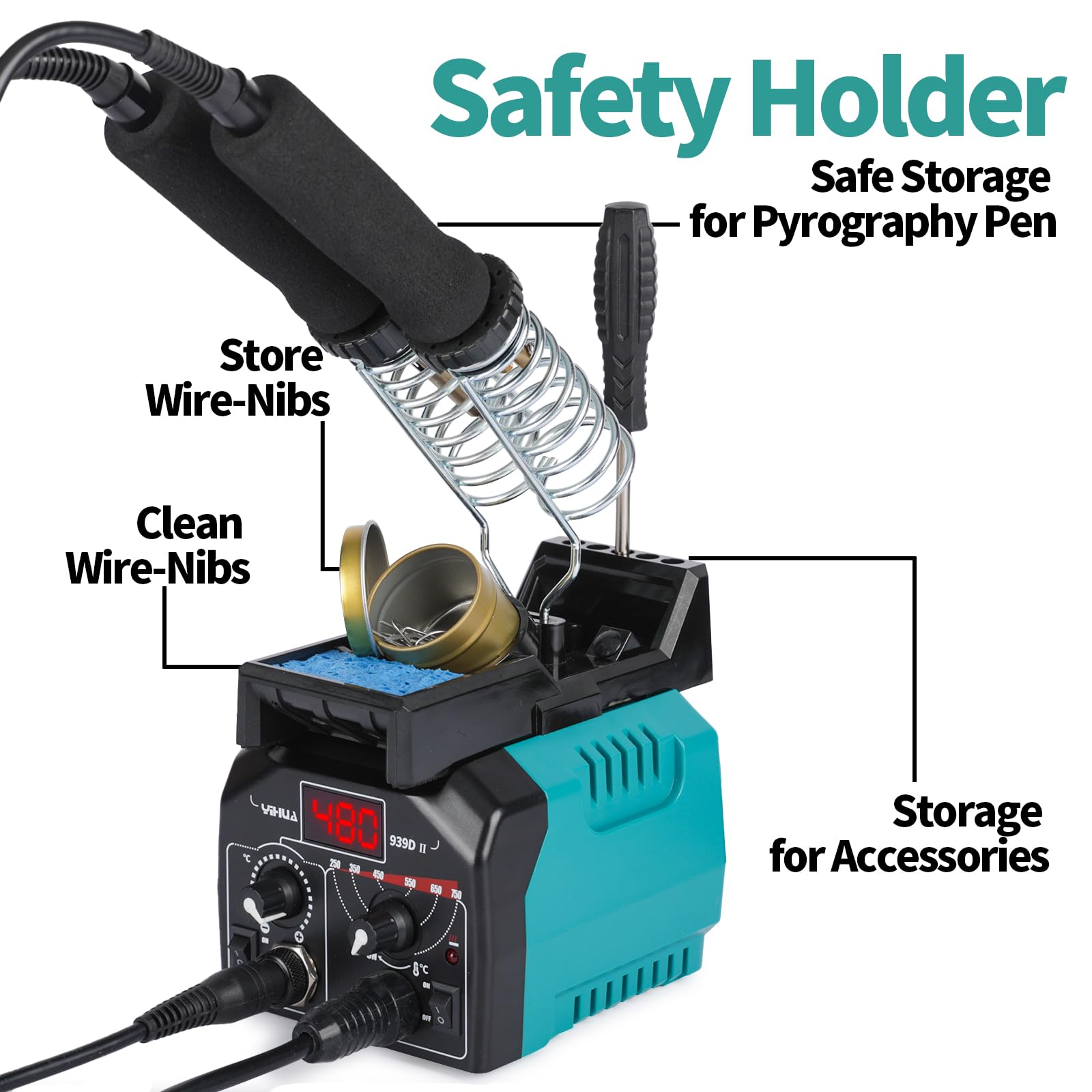 YIHUA 939D-II Soldering Station With Dual Carving Pyrography Pen Burni
