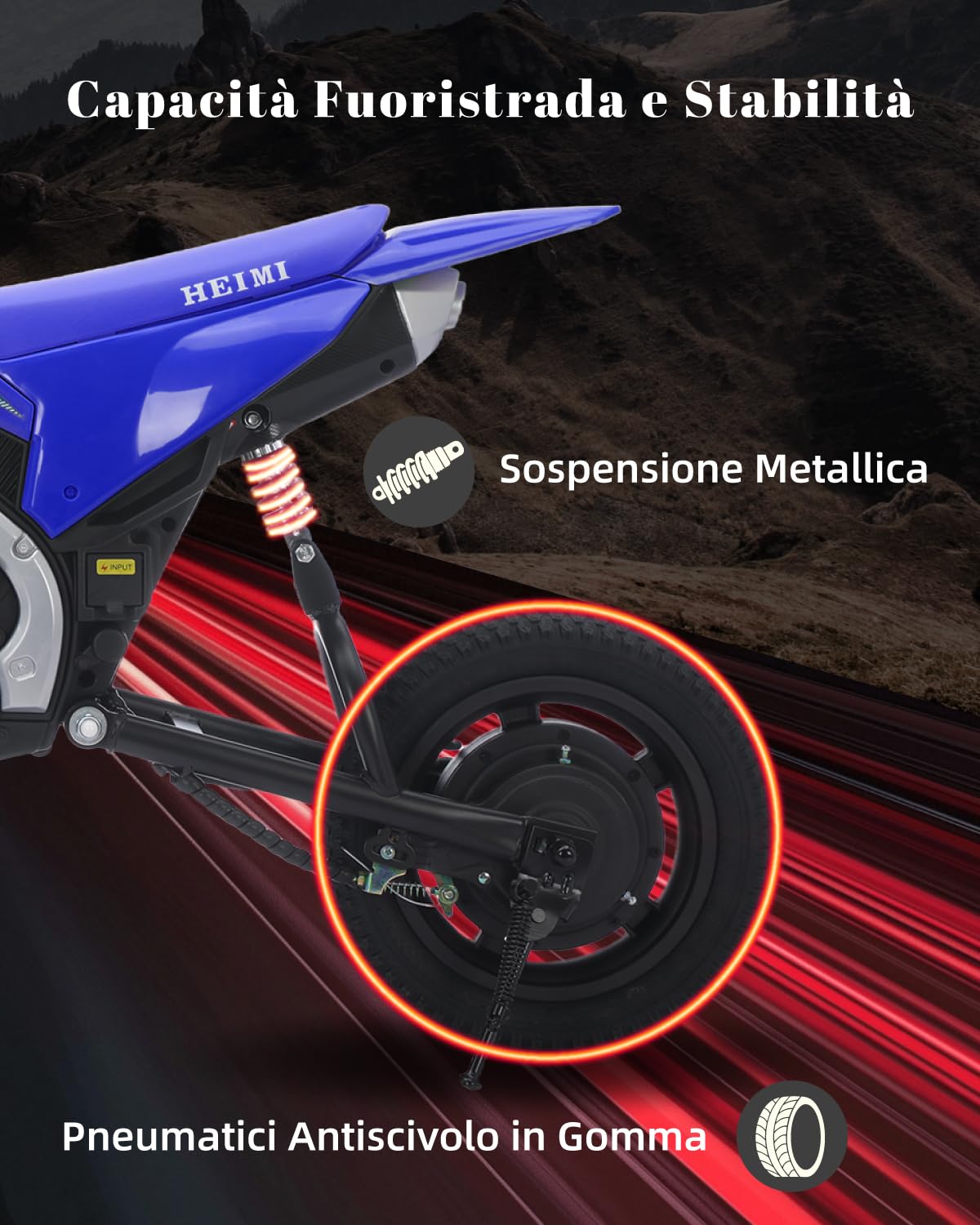 TCARAIWEN Dirt Bike Elettrica per Bambini, Moto Elettrica 24V per Bambini dai 6 Anni in Su, Pneumatici Off-Road e Ammortizzatore con Freno a Tamburo, Giocattolo Cavalcabile fino a 18 km/h (blu)