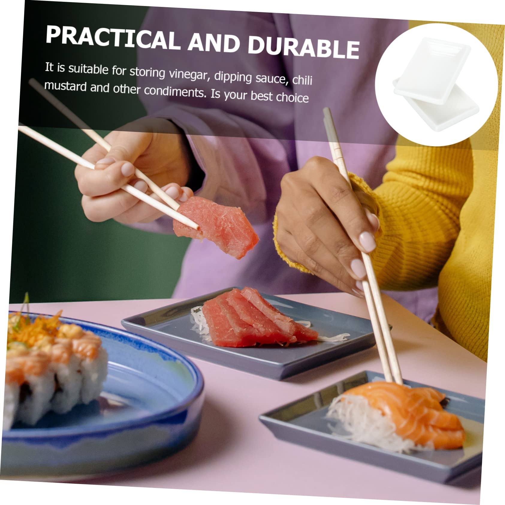 FUNOMOCYA 4pcs Japanese Dish White Tray Soy Sauce Dish Porcelain Dipping Bowls Sauce Dipping Decorative Serving Tray Nut Tray Kimchi Containers Porcelain Snack Dish Sauce Bowl Ceramics