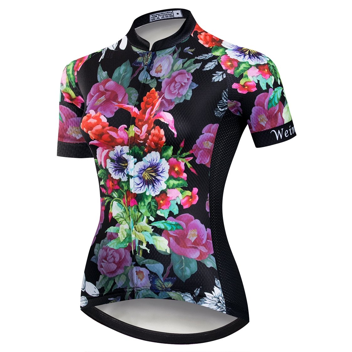Cycling Jersey Women Mountain Bike Jersey Shirts Short Sleeve Road Bicycle Shirts Breathable MTB Tops Summer Clothes Flower Purple Size L
