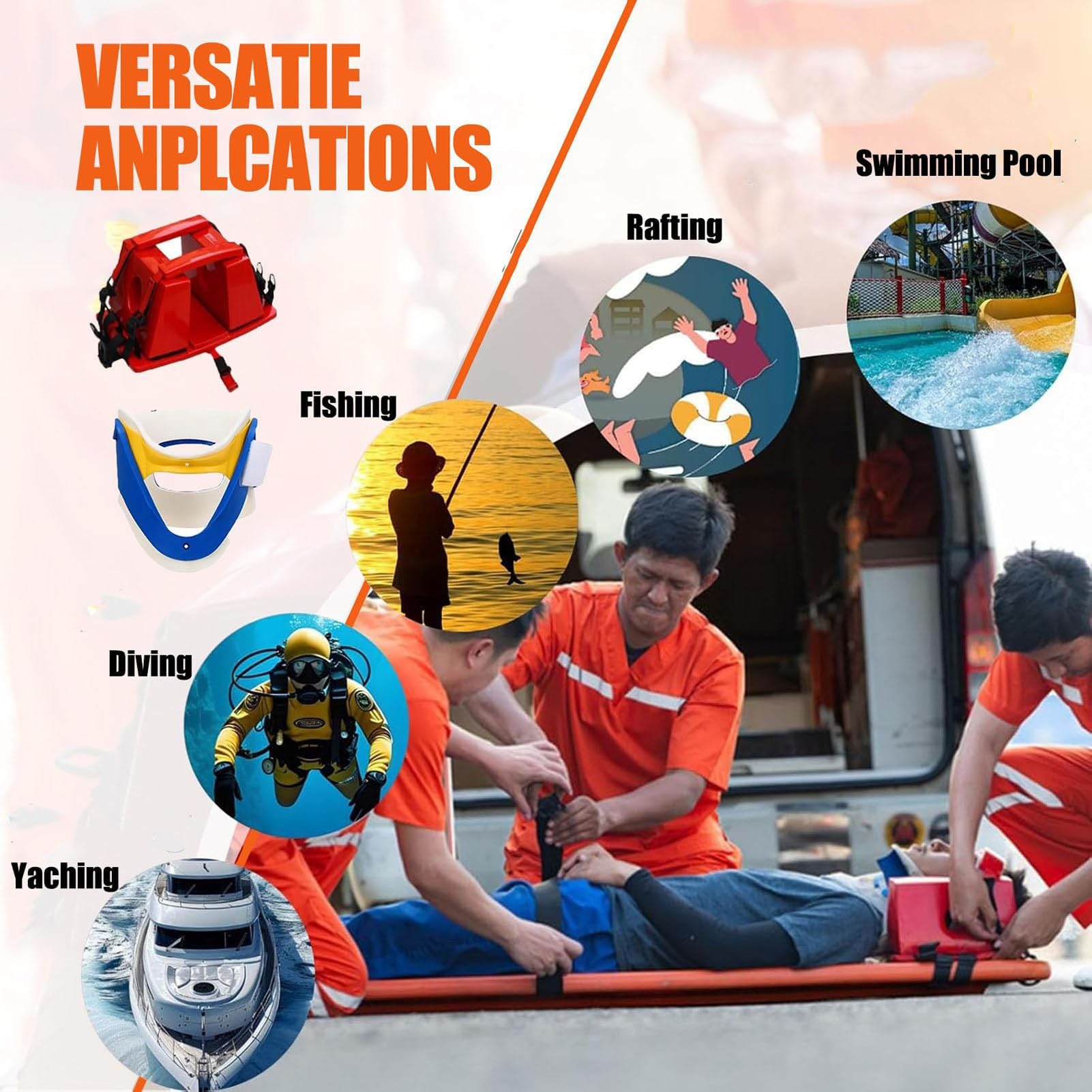 Tavola Spinale Leggera Per Soccorso D'Emergenza, Barella Pieghevole In Polietilene Primo Soccorso, Barella Pieghevole In Plastica 2/4, Capacità Di Carico 159 Kg, Per Soccorritori(2-fold)