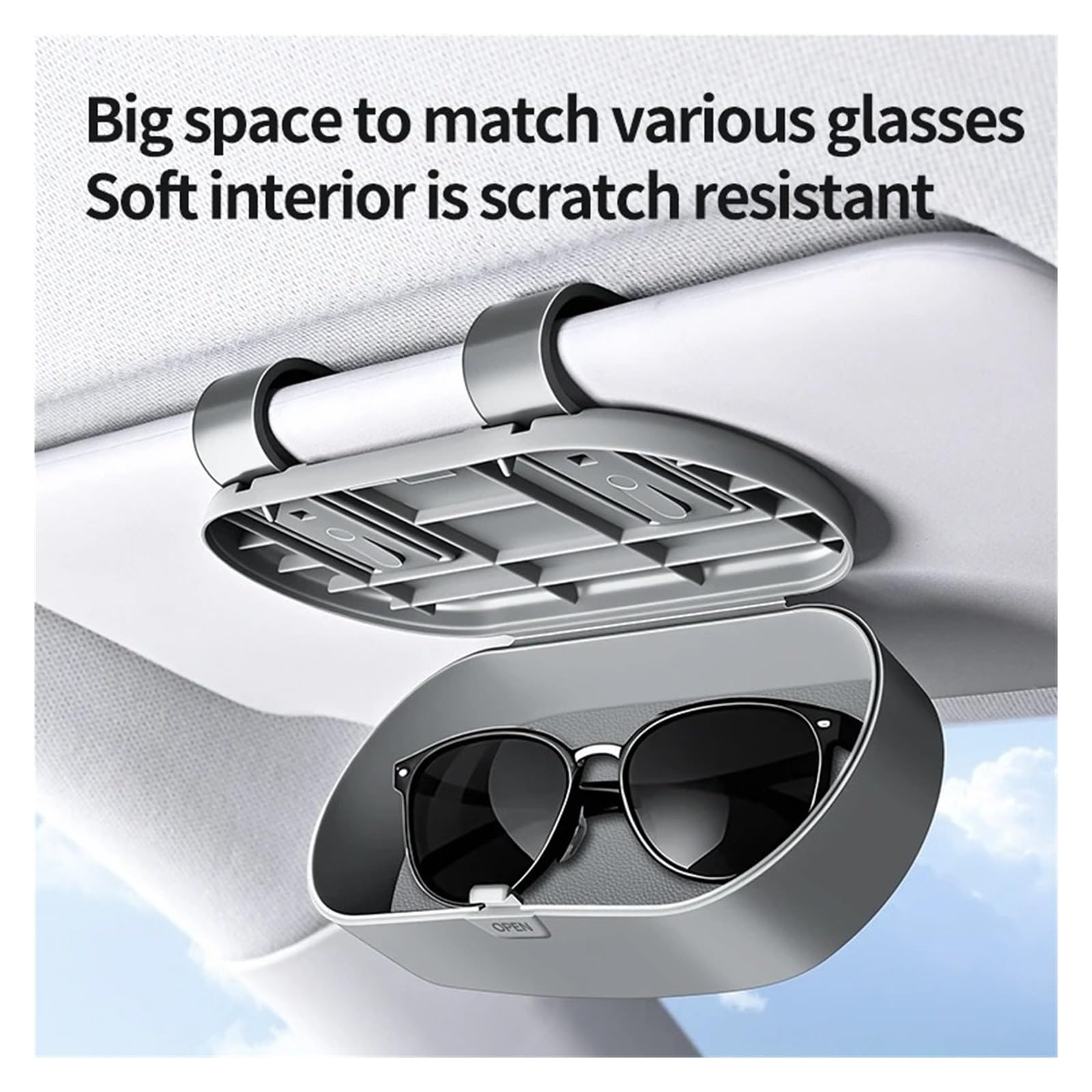 Caja de Almacenamiento Universal para Gafas de Sol de Coche. Soporte Universal para Gafas de Sol para Visera de Coche. Gris