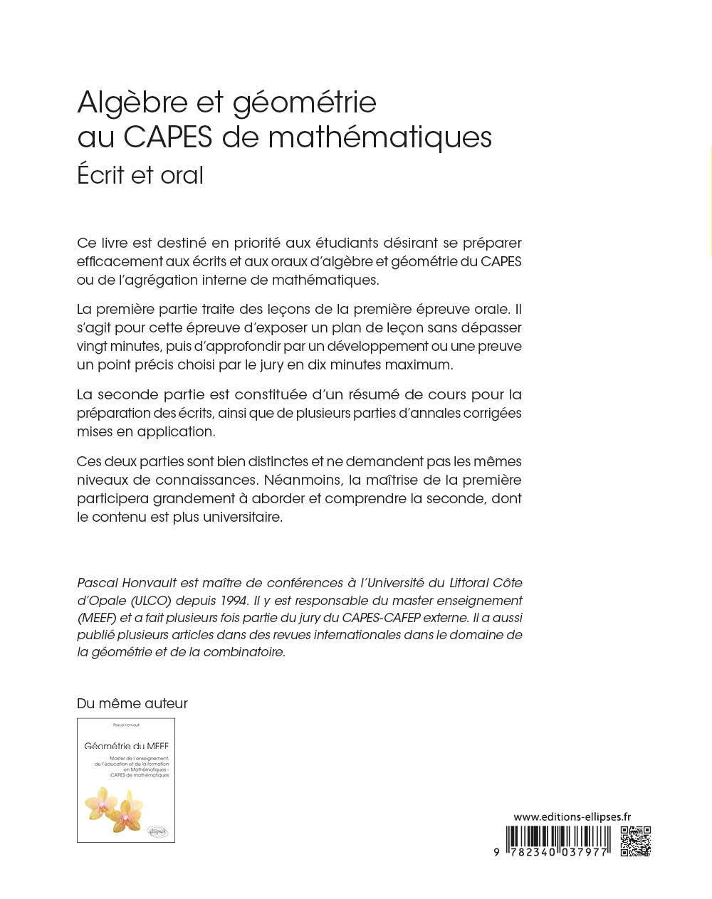 Algèbre et géométrie au CAPES de mathématiques: Ecrit et oral