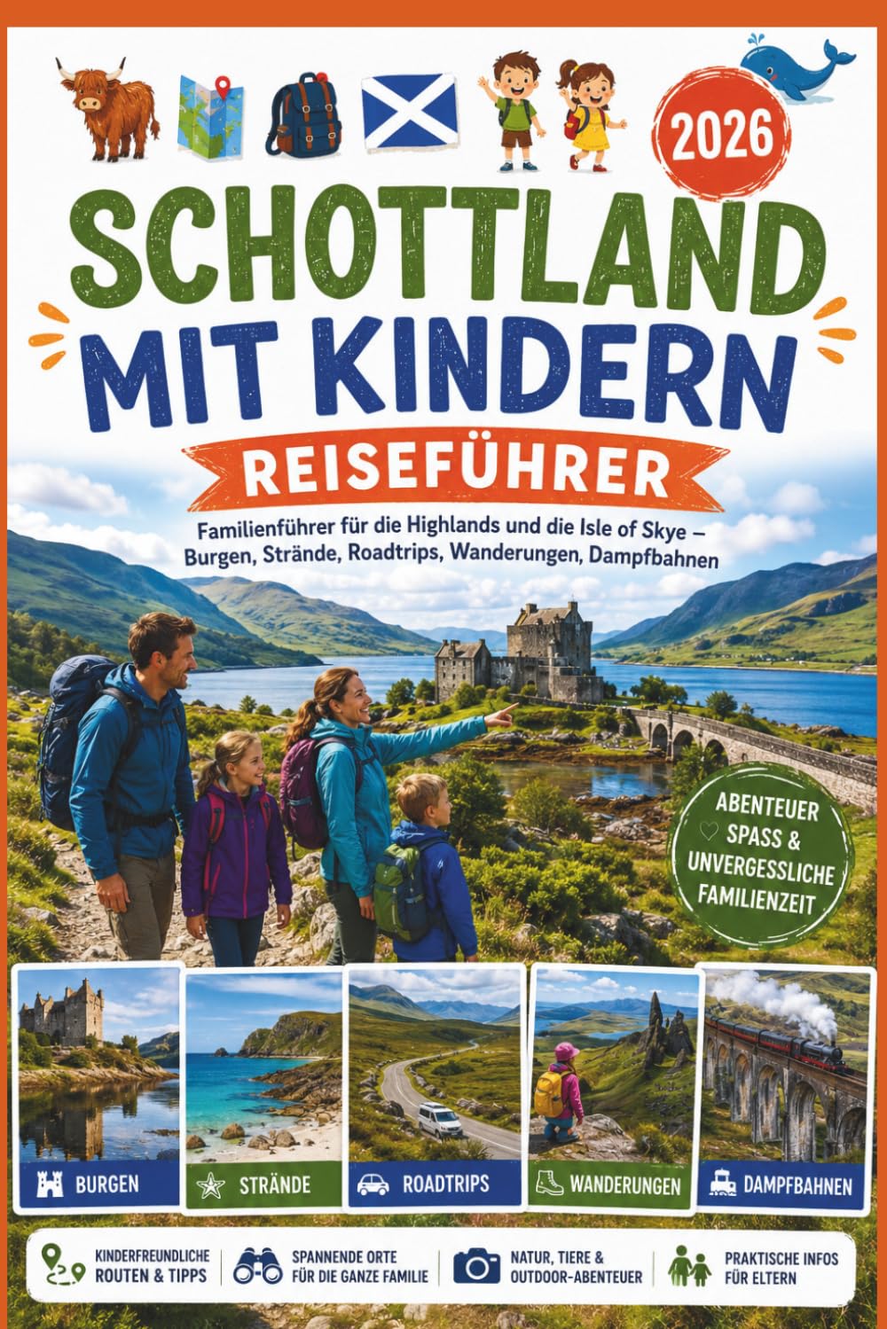 Schottland mit Kindern Reiseführer 2026: Familienführer für die Highlands und die Isle of Skye — Burgen, Strände, Roadtrips, Wanderungen, Dampfbahnen