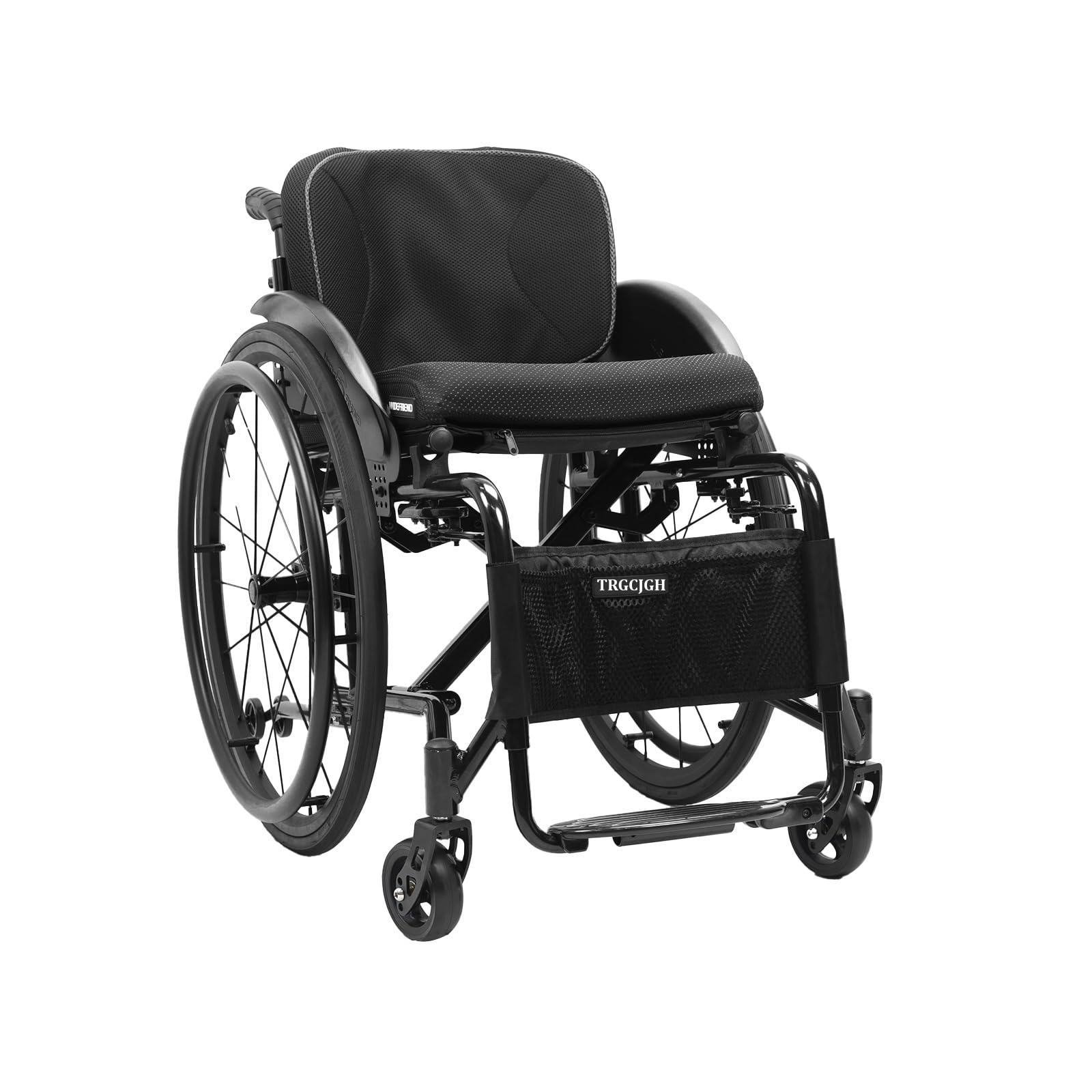 Portable Aluminum Transport Wheelchair with Handbrake, Self-propelled Manual Chair, Ultralight Folding Travel Wheelchairs for Adults(Black,14.9in Seat Width)