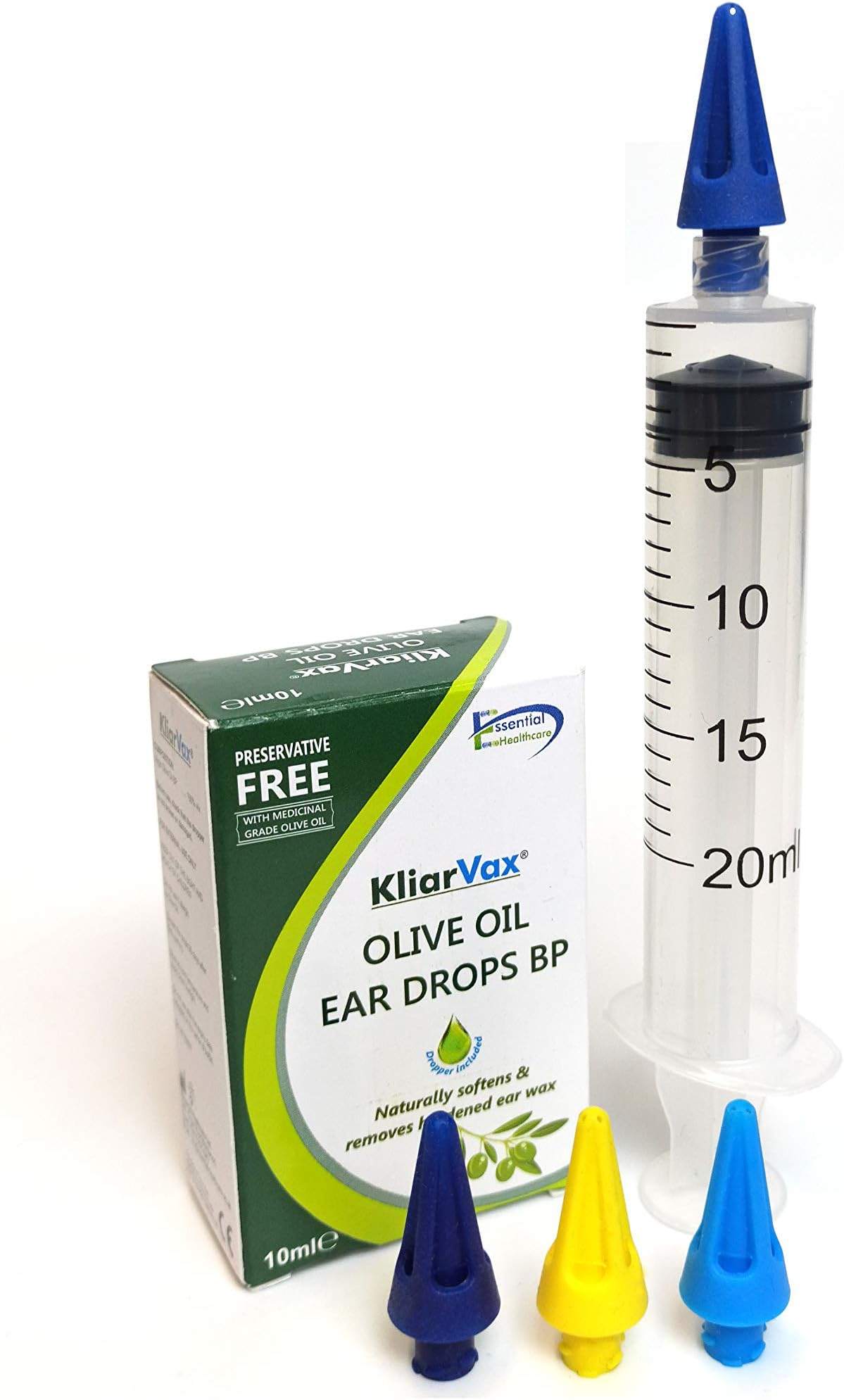 LUGGUARDS® 20ml Quad Stream Ear Wax Removal Syringe + KLIARVAX Olive Oil + Dropper