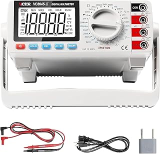 Mini Desktop Digital Multimeter- 19999 Counts True RMS Multimeter, 1000V/20A 20MHz AC/DC Measurement Transistor Capacitance HFE Diode and Continuity Multimeter Tester for Electrician