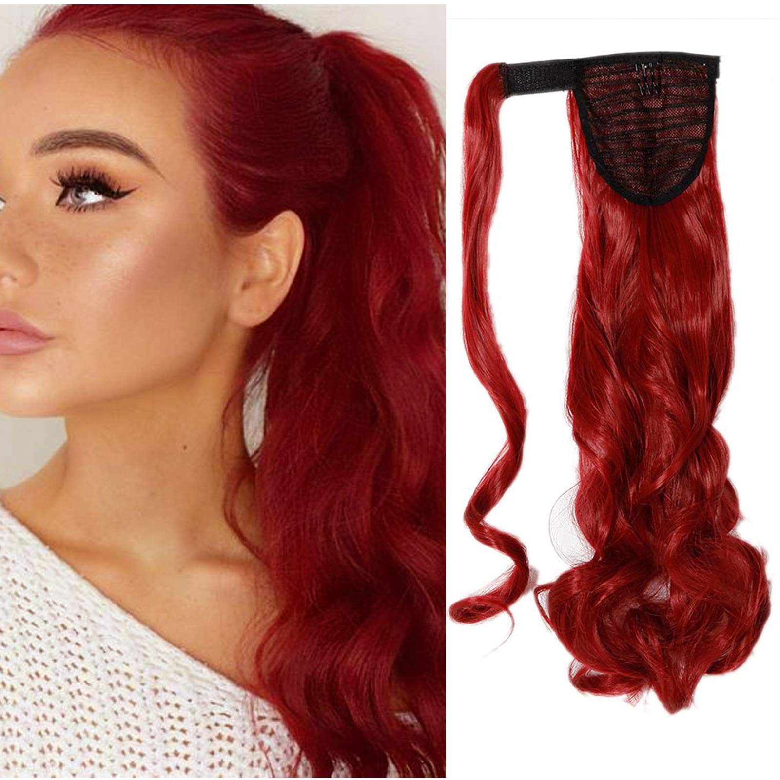 32"(81cm) SEGO Coleta Postiza Larga Pelo Sintético Se Ve Natural [Castaño Oscuro] Extensiones de Cabello Clip Cola Lisa Ponytail Extension (140g) — view 86