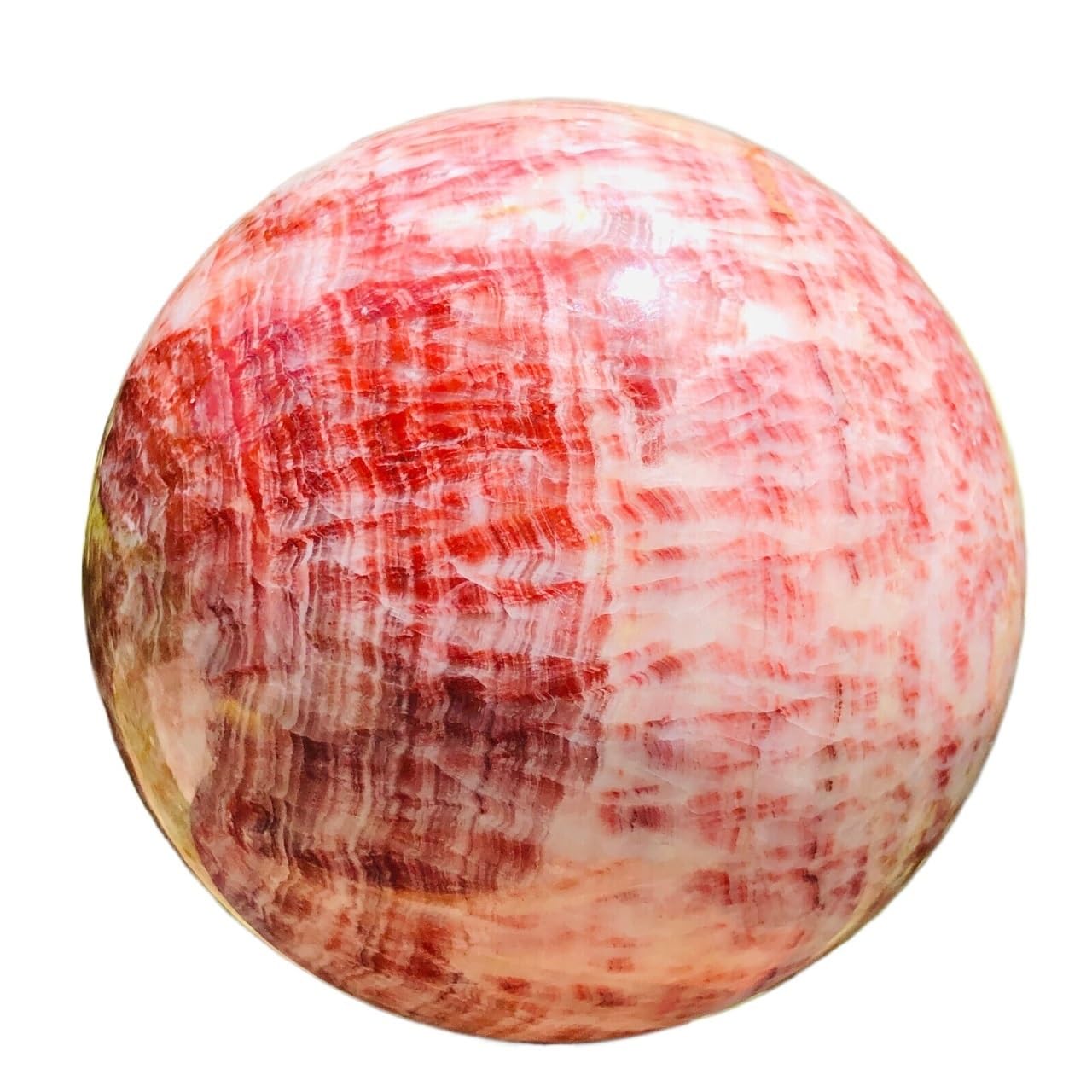 Boule de cristal de quartz à rayures rouges, le cadeau minéral idéal de 750g