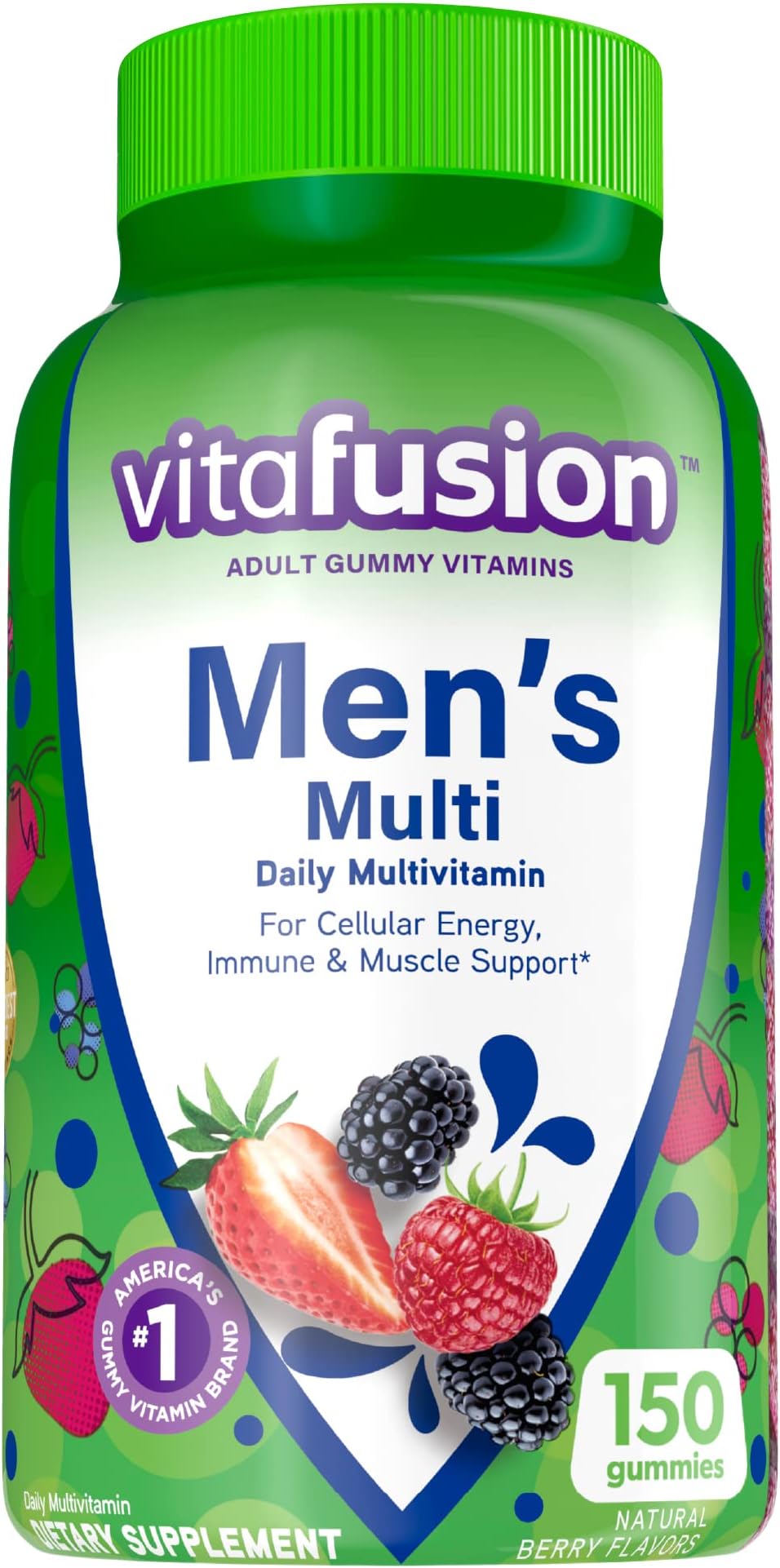Men's Multivitamins | 150 Adult Gummies | with Vitamins A, B, C, D, E | Berry Flavor | Gluten Free Supplement