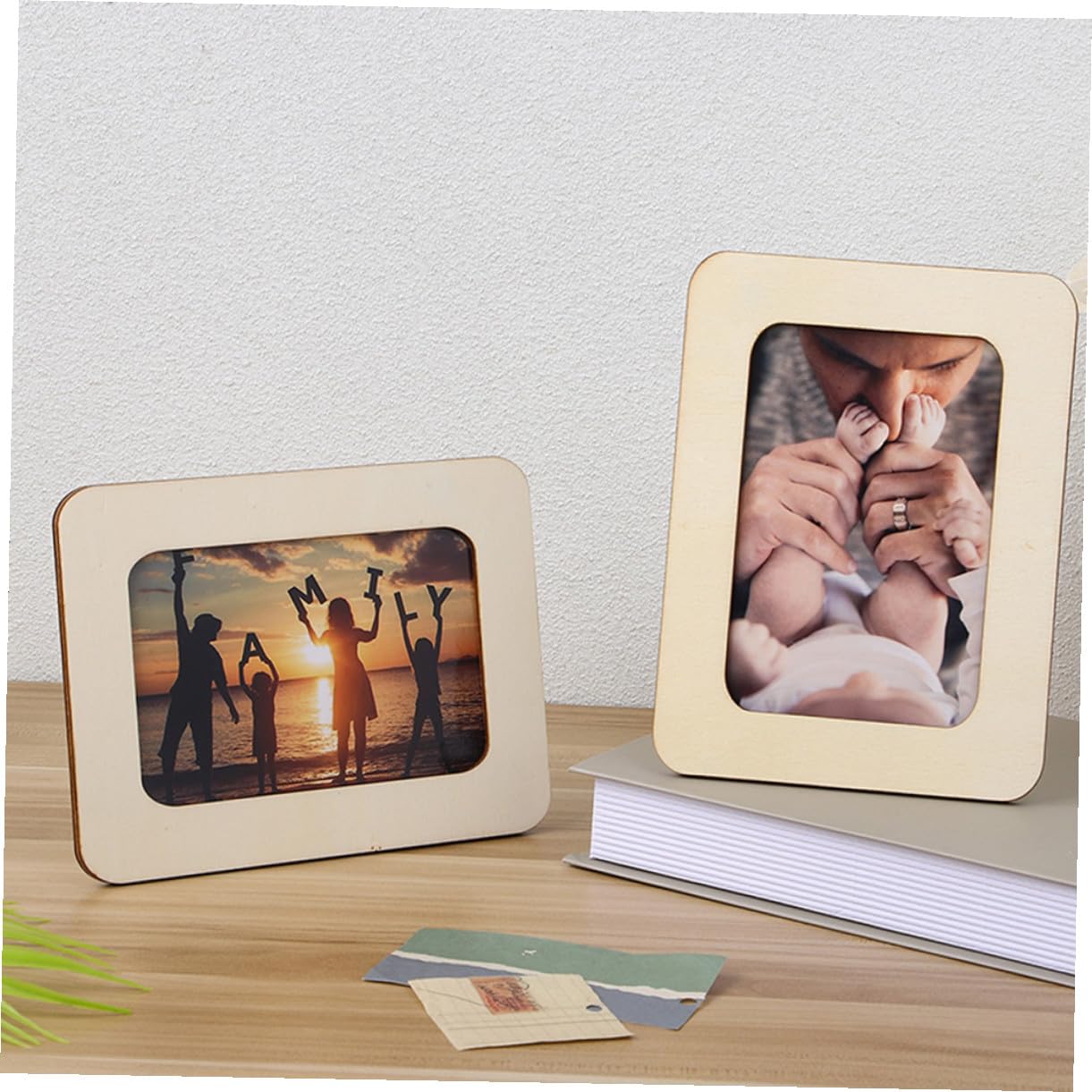 Set 12 Pezzi Cornici in Legno per Foto Fai da Te, Portafoto da Tavolo Stabile per Casa e Bagno, Protezione e Esposizione Fotografica Elegante