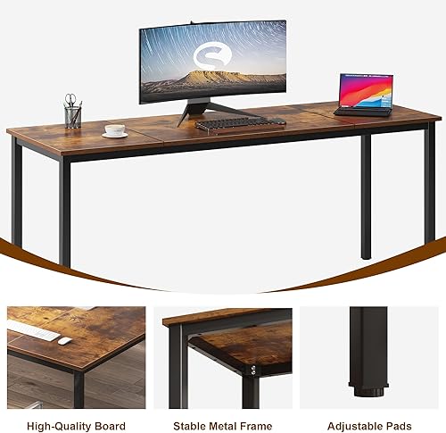 Miniatura 5 de soges Escritorio para computadora elegante de 70.8 pulgadas, escritorio grande de oficina ejecutiva, escritorio de escritura de estudio simple,