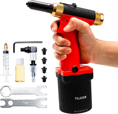 Miniatura 1 de TOJIZEN Kit de pistola de remache neumática, juego de herramientas de remache de aire para remaches de aluminiohierroacero inoxidable de 332, 18,