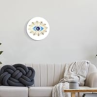 Vista 2 de Stupell Industries Placa circular de pared circular con forma de luna creciente con formas abstractas y malvados, 12 pulgadas de diámetro