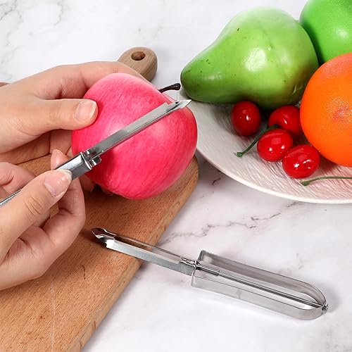 Miniatura 4 de Paquete de 3 peladores de verduras para cocina, pelador de papas y frutas de acero inoxidable con mango ergonómico de fácil agarre, apto para