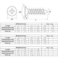 Vista 4 de 200 tornillos para madera #4 x 3/8 pulgadas, tornillos de chapa autoperforantes Phillips de cabeza plana de acero inoxidable 18-8 (304)