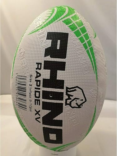Miniatura 5 de Rhino Rapide XV - Balón de rugby, diseño de la liga de la Unión, color blanco y verde