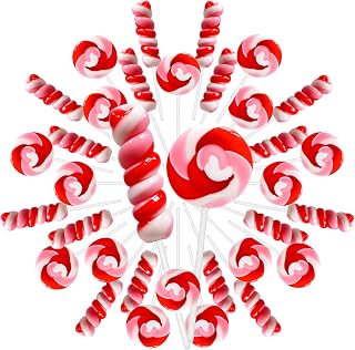 32 Pack Red Pink White Twisty Lollipops Suckers Bulk (16 Swirls + 16 Twists), Holiday Treats Candy Lollipops Individually Wrapped, Strawberry Suckers Lollipops for Birthday
