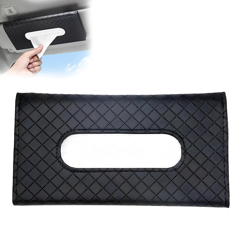 Porta-lenços para Carro BIPROS B01 com Lenços Faciais com Loção, PU e Fixação para Para-Sol ou Banco
