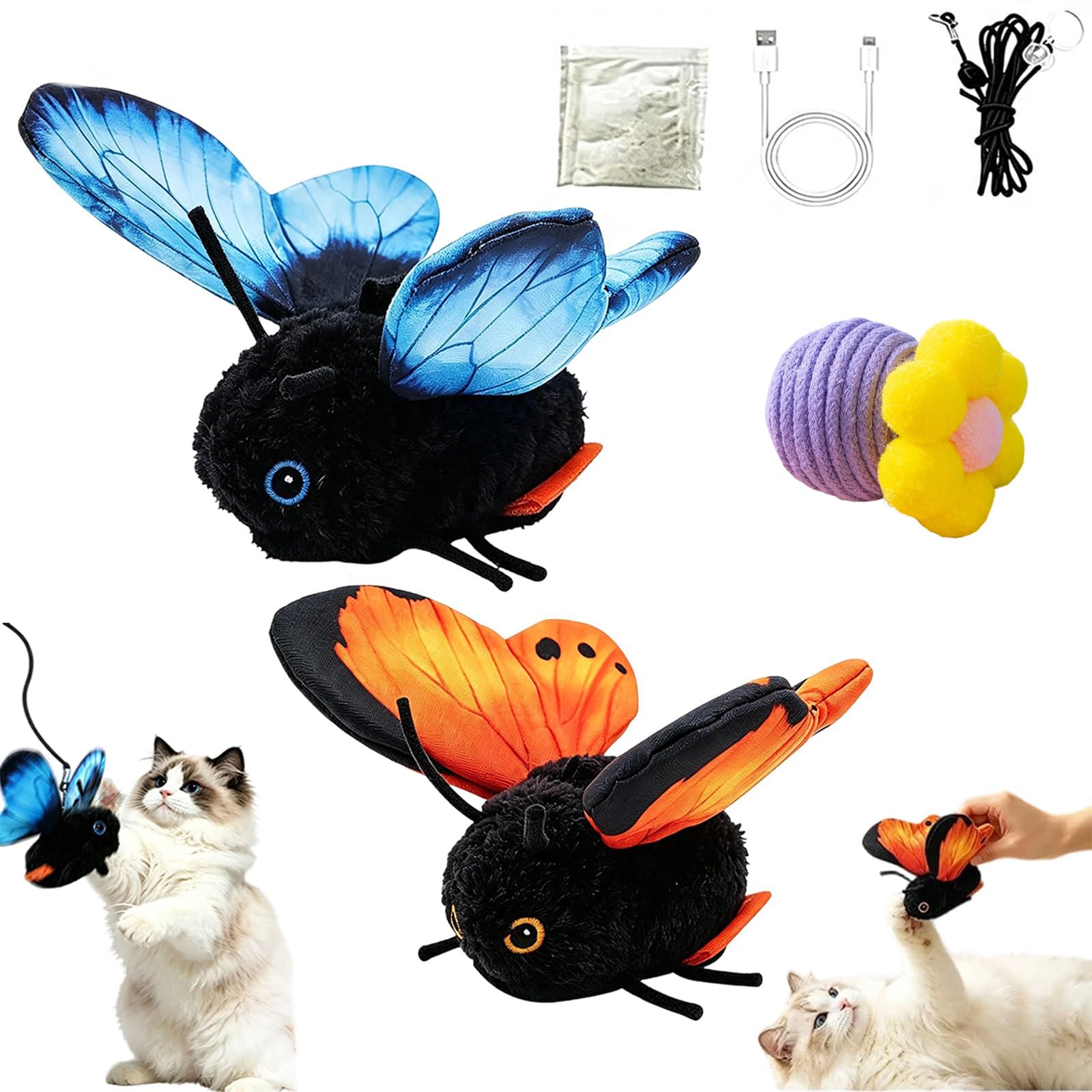 Smart Sensing Flapping Butterfly Toy, Interactive Electric Cat Toy，A-1