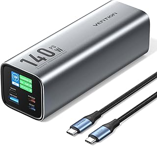 VENTION Batterie Externe 27000mAh 140W, Power Bank USB C Charge Rapide 3 Ports avec Écran Numérique, Powerbank pour Ordinateur Portable, iPhone 16, 15, 14, 13, MacBook Pro, Galaxy S25, iPad