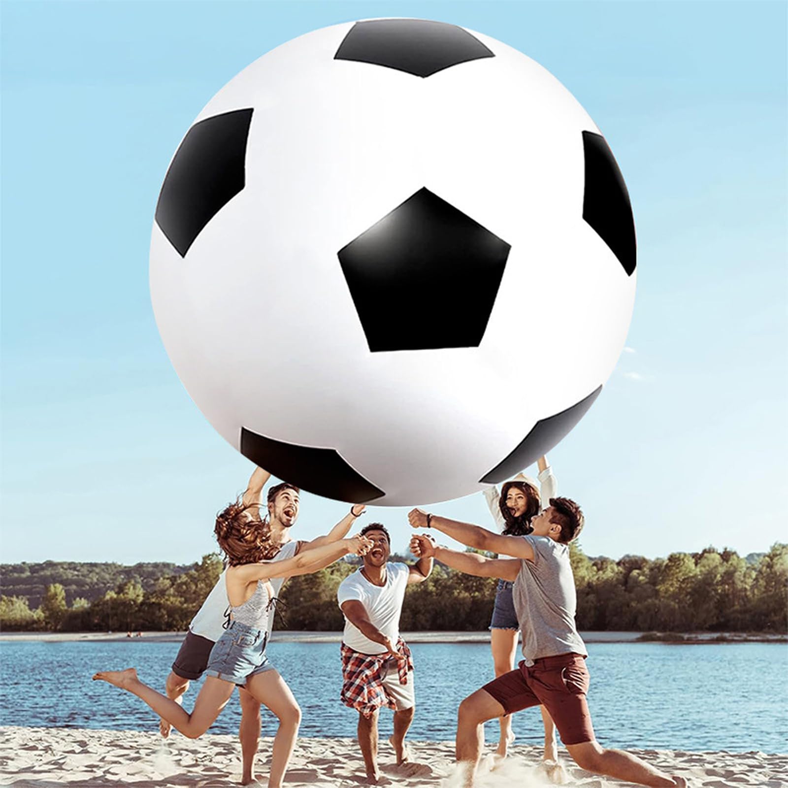 FOLODA Extra großer 53-Zoll Strandfußball für den Außenbereich für Spiele Hinterhof, Poolpartys und Outdoor Aktivitäten Hergestellt aus PVC PVC Wasserball