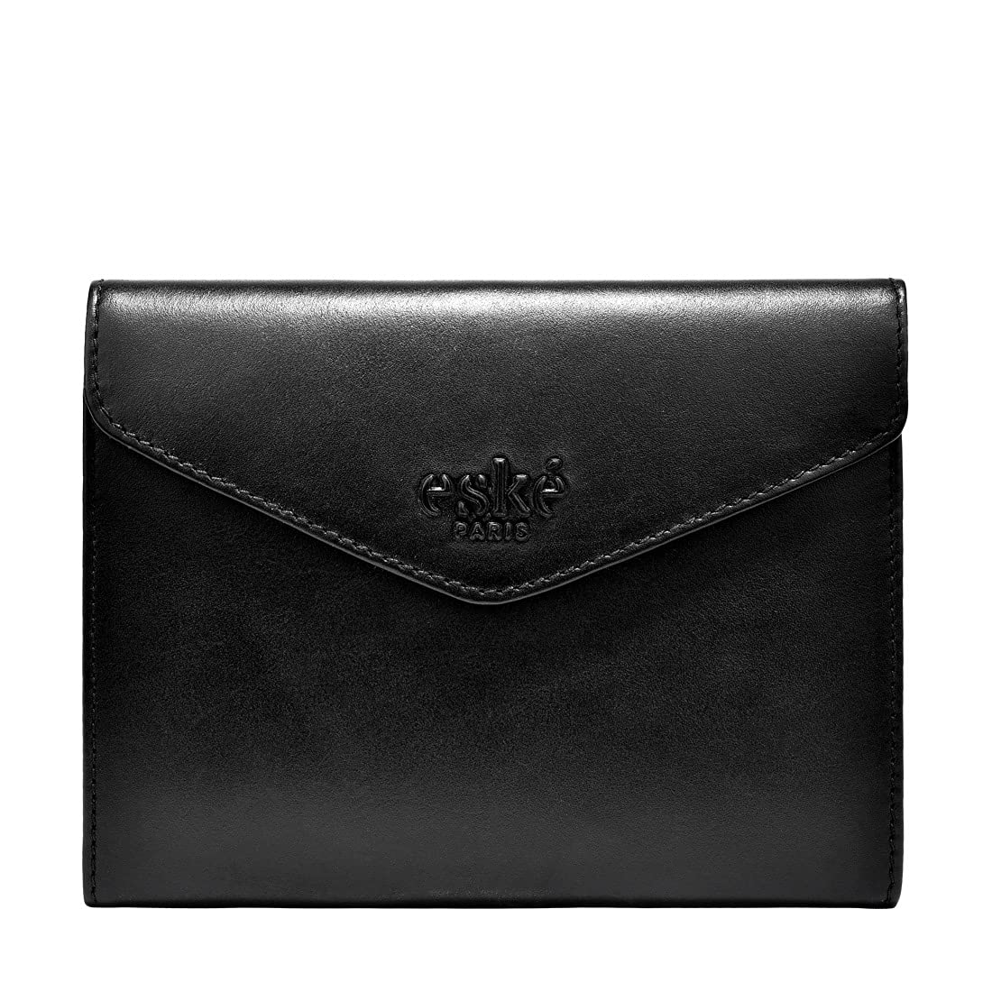Eske Paris Pure Leather Notepad with Flap Closure and Pen Loop, Black