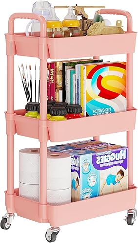 Miniatura 14 de Laiensia Carrito Rodante de 4 Niveles con Ruedas, Carritos de Almacenamiento de Utilidad Multifunción, Organizador de Almacenamiento de Cocina,