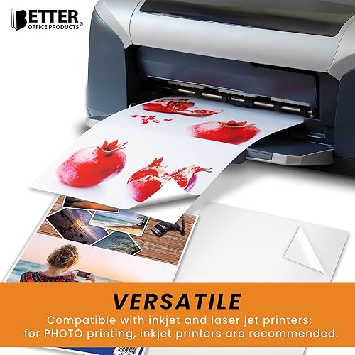 Vista 7 de Better Office Products - Papel fotográfico autoadhesivo, brillante, 8.5 x 11 pulgadas, 100 hojas, por Better Office Products, 135 gsm, tamaño carta