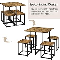 Vista 51 de Yaheetech Juego de mesa de comedor de 3 piezas, juegos de mesa y sillas de cocina para 2 personas, mesa compacta con 2 taburetes y diseño de ahorro