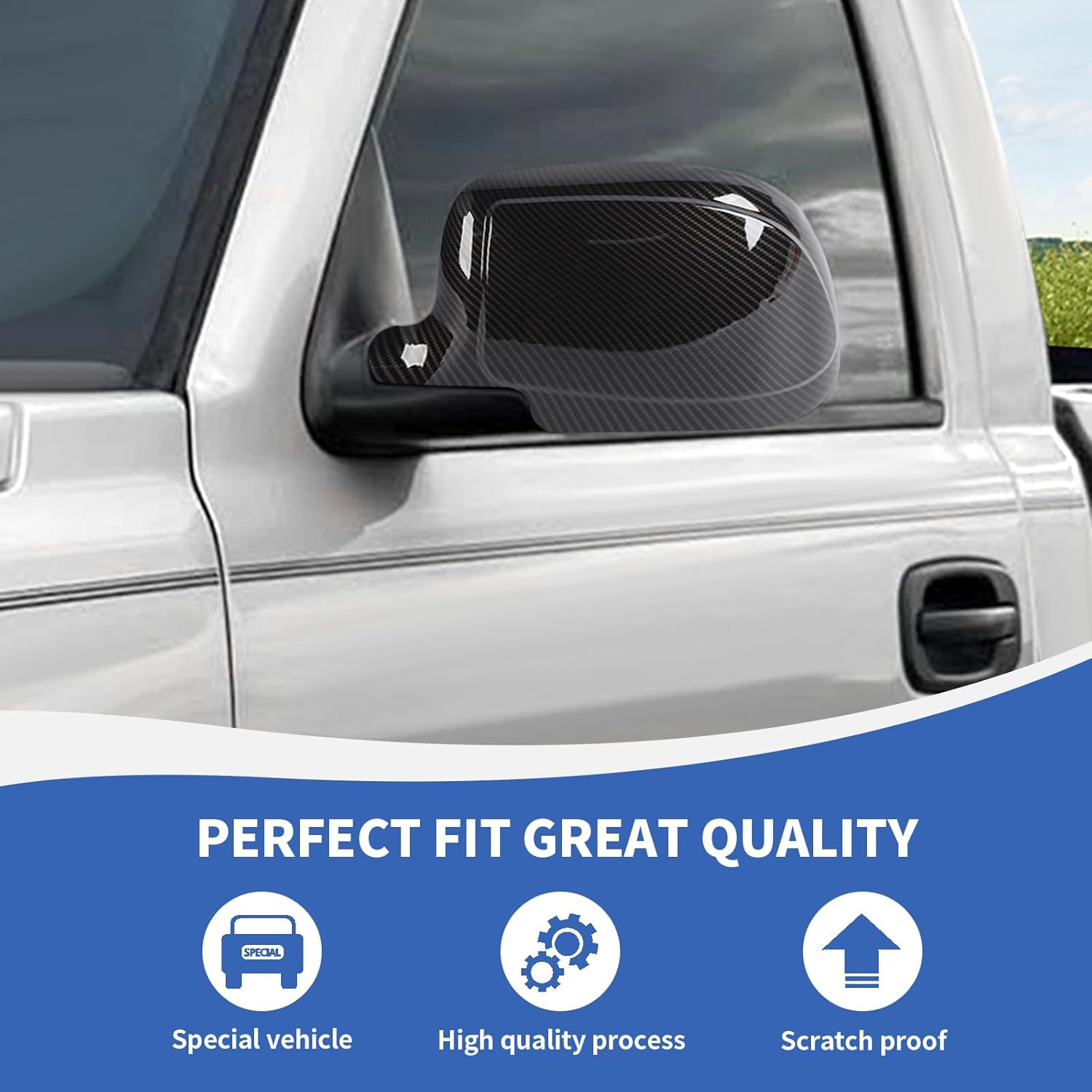 Rearview Mirror Cover Side Mirror Shell Trim Compatible with Chevy Silverado & Suburban & Tahoe & GMC-Yukon & GMC-Sierra & Cadillac Escalade 1999-2006, Carbon Fiber