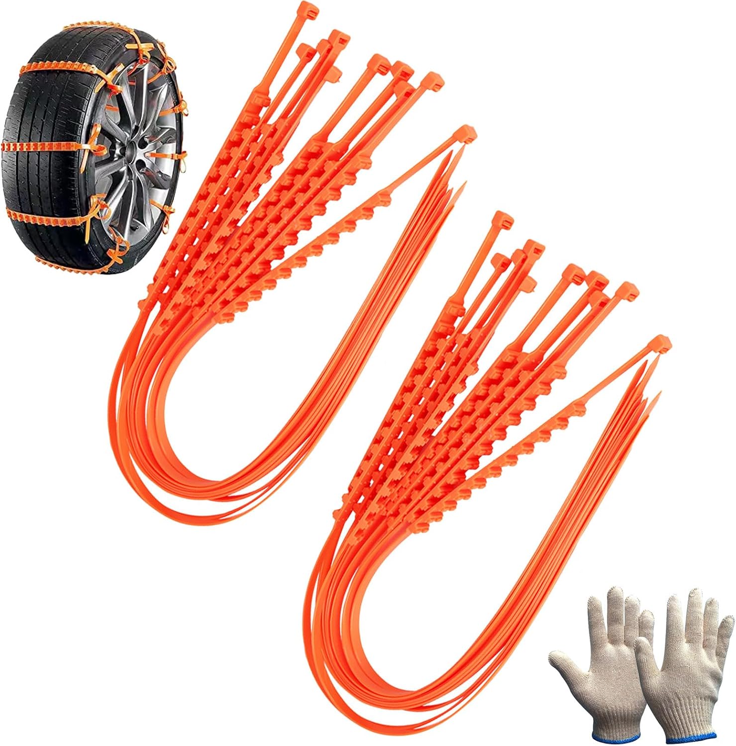 Reusable AntiSkid Snow Tire Chains Universal Adjustable Ziptie