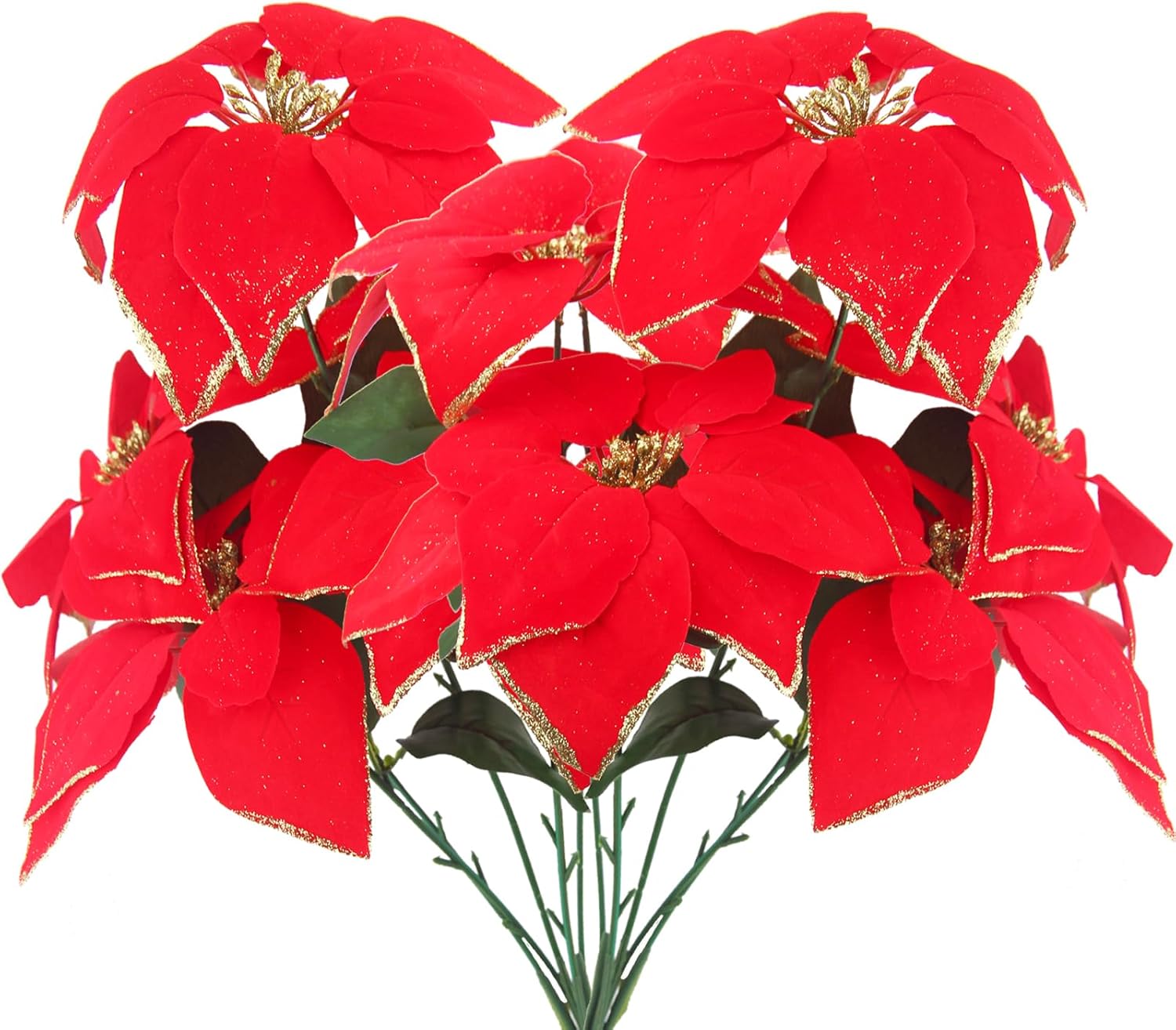 CITYES 2 Pcs Poinsettias Artificial Christmas Flowers Red