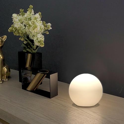 Miniatura 9 de Lámpara de mesa de bola de 10 pulgadas con pantalla de cristal, lámpara de estantería de bola para dormitorio, dormitorio, oficina y dormitorio,