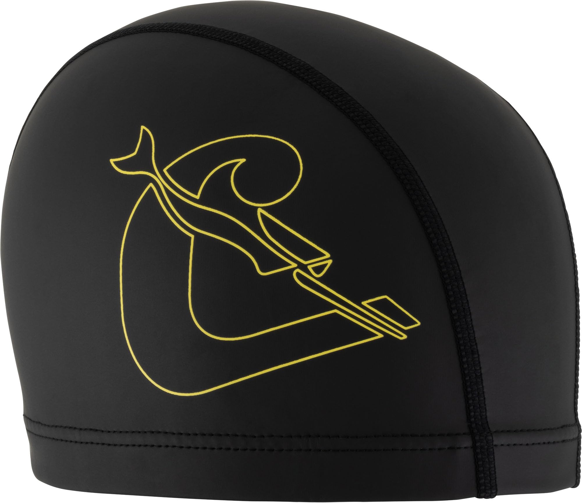 Cressi Senna Swim Cap Pu Coated Black/Yellow - Adult Swimming Cap Made of Soft Fabric with PU Coating, Black/Yellow, One Size