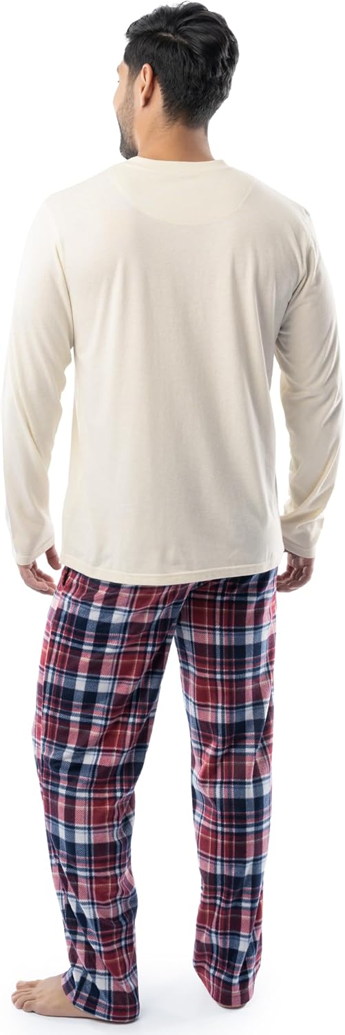 IZOD mens Long Sleeve Jersey Top and Fleece Pants Sleep Pajama Set - Image 2
