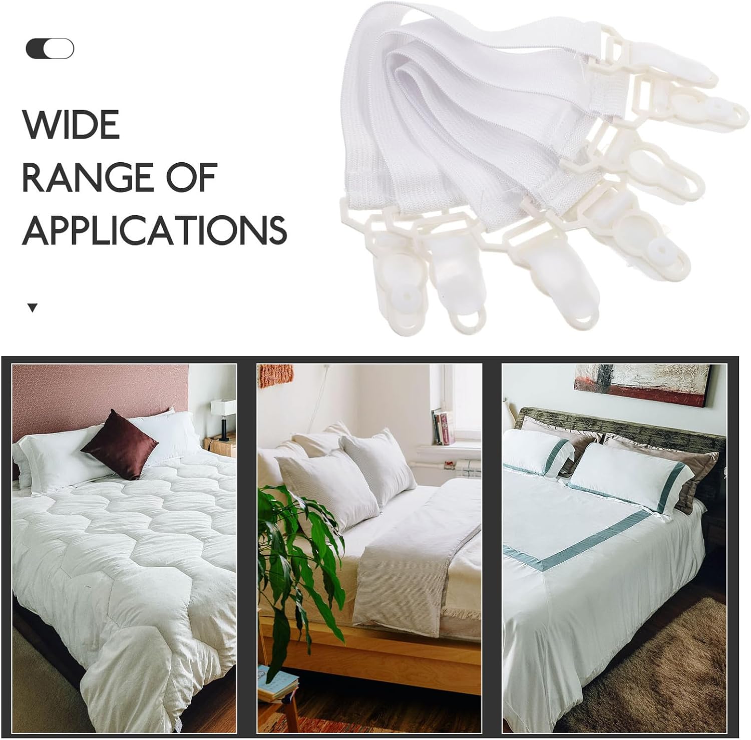 VOSAREA 16pcs Bed Sheet Holder Straps Elastic Adjustable Sheet Fasteners Mattress Corner Grippers for Wrinkle-Free Sheets Household Use