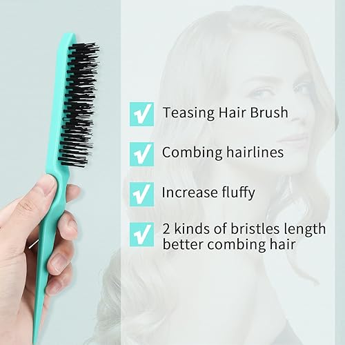 Miniatura 5 de Cepillo de pelo con peine de peinado, verde (individuos de pelo rizado, unisex, cepillo de pelo, desenredante, metal)